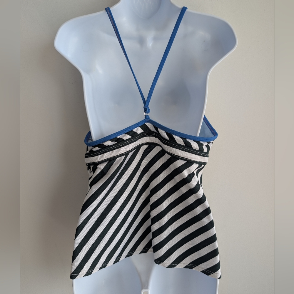 Nike Youth 14 Black White Stripe Swim‎ Tankini Top - Picture 2 of 4